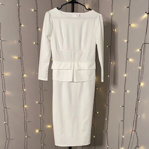 Chic Long Sleeve White Dress